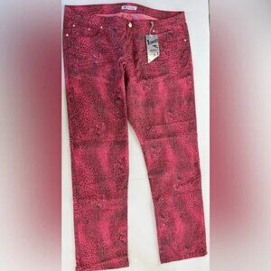 RED ANIMAL PRINT EXOCET JEANS